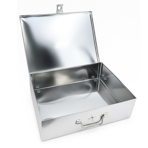 Image of Bin Buddy Large Steel Storage Lock Box for Padlock || 11'' x 14'' x 4'' || Store Valubles and Important Documents, Great for Mystery Games
