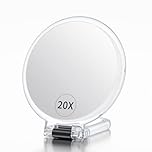 Beautifive Hand Mirror with Handle 20X/1X, Double Sided Magnifying Make up Mirror with Stand, Foldable Hand Held Compact Mirror for Makeup, Portable Travel Makeup Mirror for Women