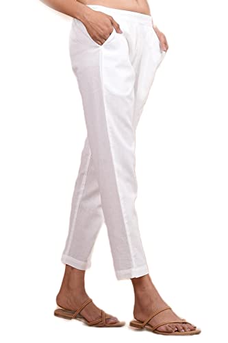 Image of Women's Cotton Ankle Fit Trouser Pants for Women & Girls | Women Regular Fit with Two Pocket Trouser for Office School Formal Casual Daily Use