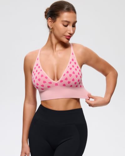 Image of Evercute Women's Sports Bras 3 /4 Pack Adjustable Deep V Neck Bras Wireless Spaghetti Strap Criss Cross Padded Low Support Bra