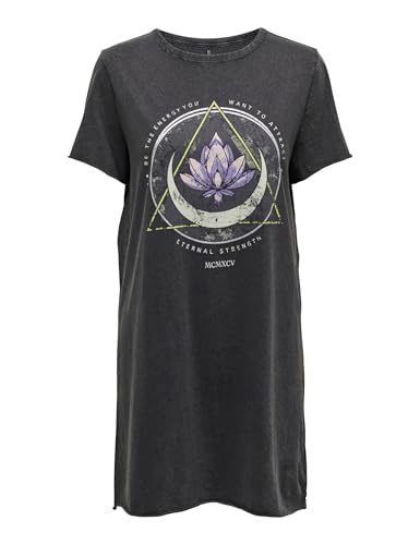 Only Onllucy Life Dress S/S Jrs Noos Vestido, Negro/Estampado: Lotus, M para Mujer