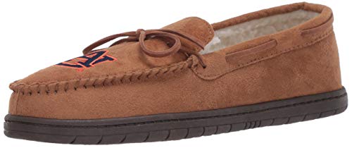 FOCO NCAA Auburn Tigers Mens College Team Logo Moccasin Slippers, Tan, Medium (9-10)