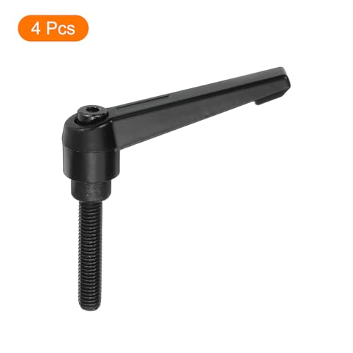 Image of uxcell 4Pcs M8 x 40mm Adjustable Knobs Handle Male Thread Push Button Ratchet Quick Release Locking Rotating Bolt for Lathe Machinery, Black
