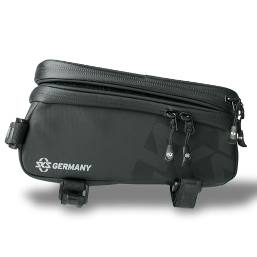 SKS GERMANY EXPLORER SMART Fahrradtasche, Fahrradzubehör (Rahmentasche aus gummiertem, wasserabweisendem Gewebe, inkl. herausnehmbarem Smartphonefach, Touchscreen kompatibel, Volumen: 1,35 l), schwarz