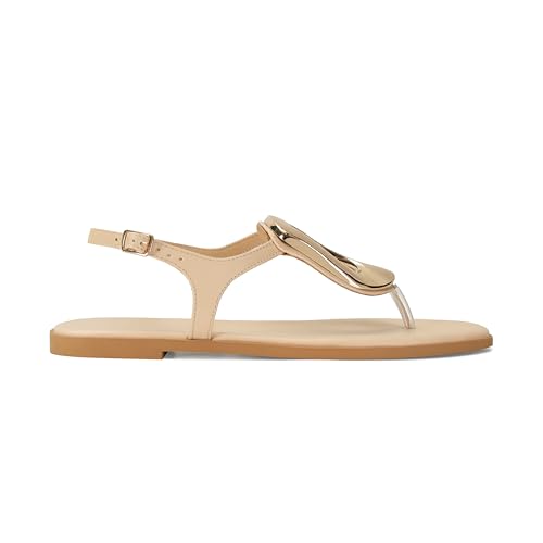 Image of Wnshonzy Flip-Flops for Women Thong Sandals Flat Slip on Slides Beach Comfort Open Square Toe Ladies Slipper Dressy Metal Hardware Decoration Summer Shoes Casual Fashion