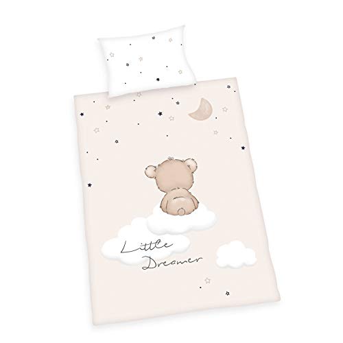Herding Little Dreamer Bio Bettwäsche Set, GOTS zertifiziert, Wendemotiv, Kopfkissenbezug 40 x 60cm, Bettbezug 100 x 135cm, Baumwolle/Renforcé