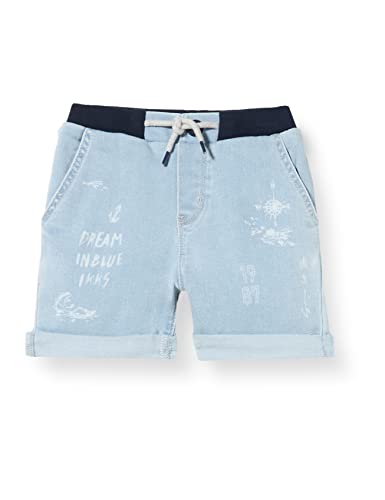 IKKS Junior Short Effet Denim avec Dessins Blancs XU25011.83 Bermudas, Faded Blue, 2 Ans Bébé garçon Cover