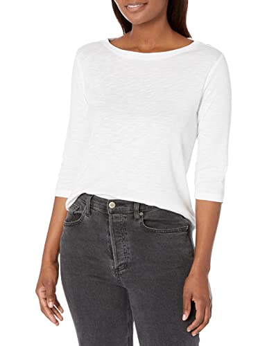 NIC+ZOE womens 3/4 Sleeve Boat Tee T Shirt, Paper White, Large US