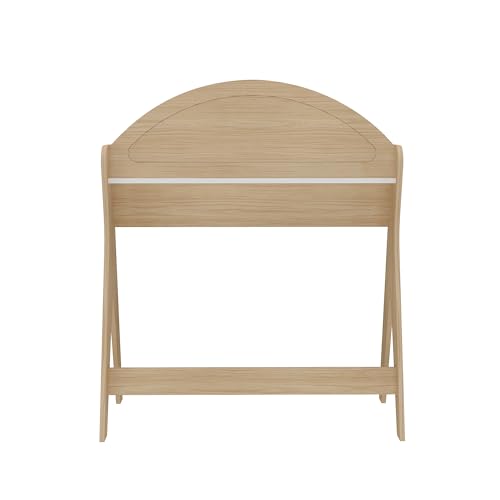 Escrivaninha com nichos impressão palha 3D 100% MDF CECI cor Naturaele/Branco - Artely