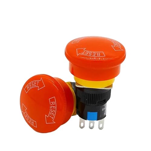 Interruptor de parada de emergencia para automatizacion industrial boton seta 16mm 3 pines NO NC