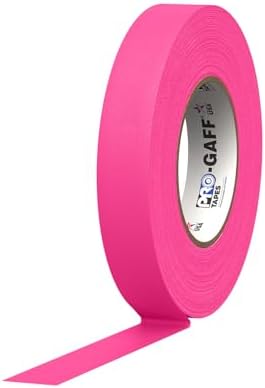 1" Width ProTapes Pro Gaff Premium Matte Cloth Gaffer's Tape With Rubber Adhesive, 50 yds Length x, Fluorescent Pink (Pack of 1)