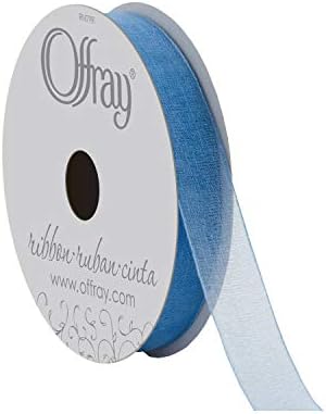 Berwick Offray 5/8" Nylon Sheer Ribbon, Dusty Blue, 25 Yards