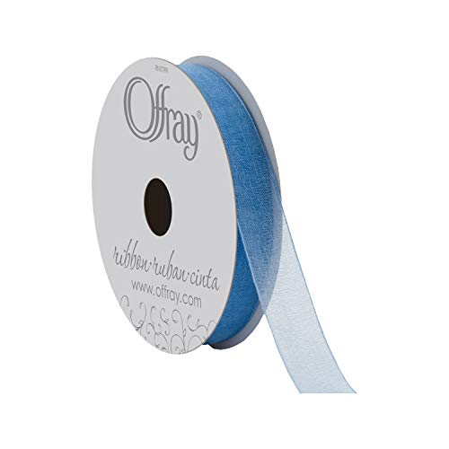 Berwick Offray 5/8" Nylon Sheer Ribbon, Dusty Blue, 25 Yards #TOP13
