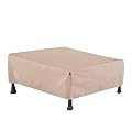 Modern Leisure Chalet Patio Ottoman/Coffee Table/Fire Pit Cover - Weather-Resistant Fabric - Outdoor Furniture Protection Perfect for Patio, Deck, and Porch - 48" L x 25" D x 18" H - Beige