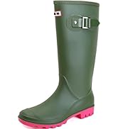 Lvptsh Rubberen laarzen voor dames, hoge regenlaarzen, lange schacht, Wellington boots, waterdichte rubberen schoenen, tuinlaarzen, antislip, Ck Groen, 41 EU