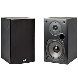 Polk Audio T15 Home Theater and Stereo Bookshelf Speakers – Deep Bass Response, Dolby and DTS Surround, Wall-Mountable, Pair, Black