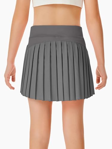 Image of Haloumoning Girls Pleated Skirts with Shorts Athletic Tennis Skirt Skorts | Girls Pleated Tennis Skirt,Golf Skirt,with Pockets,Girls Skort,Sport,Performance