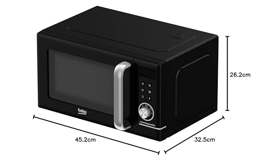 Beko Cosmopolis Retro Solo Microwave MOF21220BCP |Black Design | 20L Capacity| 800W Power | Includes Auto Defrost Function & Digital Timer