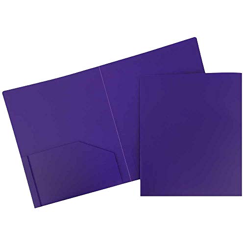 JAM PAPER Heavy Duty Plastic 2 Pocket Extra Tough School Folders – Purple – 6/Pack