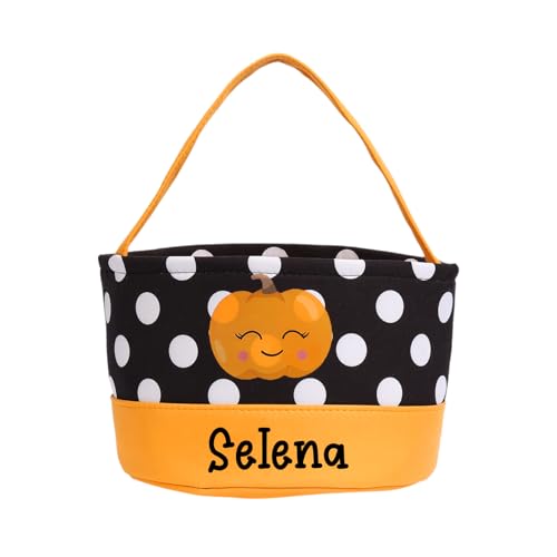 Personalized Halloween Basket, Trick Or Treat Bucket For Kids, Custom Name Halloween Candy Bags For Boys Girls (Style 3)