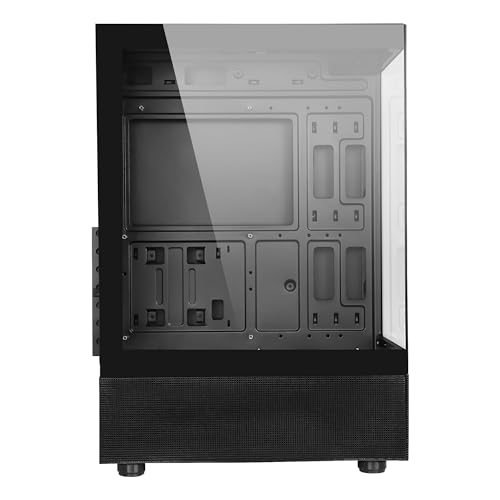 Image of Ant Esports Crystal X2 Mid-Tower Computer Case /Gaming Cabinet - Black | Panoramic Glass, LED Control Button | Support ATX, Micro-ATX, Mini-ITX | Pre-Installed 3 ARGB Infinity Mirror Fans