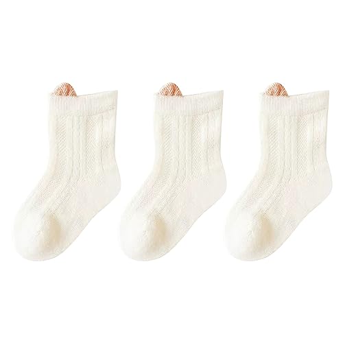 Toddler Crew Socks 3 Pairs Non Slip Baby Socks Boy Girl Ultra Thin Socks Breathable Floor Socks Spring to Autumn