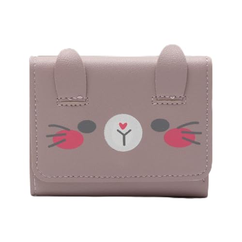 VOCOSTE 1Pcs Pouch for Money 3-Fold Cartoon Snap Card Case PU Leather Purple 11x8.5cm