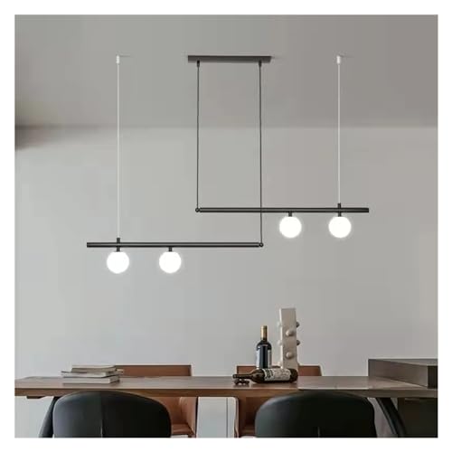 Lustre moderne suspendu noir avec abat-jour en verre pour luminaire intérieur