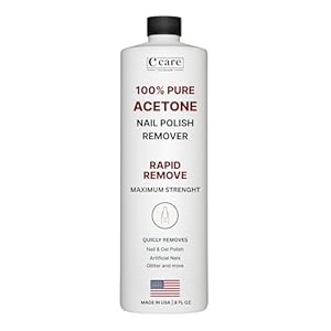 100% Pure Acetone Nail Polish Remover | Professional Quality | Easy To Use | Rapidly Removes Natural, Gel, Acrylic, shellac, and Glitter Nails | 8 Fl oz
