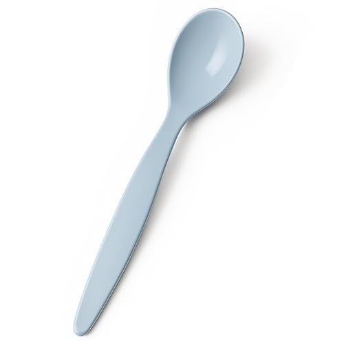 Bio Löffel 4er Set – 14 cm Mehrweglöffel Eierlöffel BPA-frei, spülmaschinengeeignet & recycelbar – aus Zuckerrohr, leicht & schadstofffrei – ideal für Kinder, Picknick & Alltag – Made in DE - Hellblau