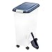 IRIS USA Airtight Dog Food Storage Container, Up to 38 lbs, Attachable Wheels, For Dog Cat Bird and Other Pet Food Storage Bin, Keep Fresh, Translucent Body, Easy Mobility, Navy