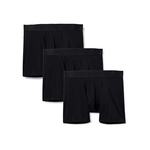 Amazon Essentials Men's Microfiber Boxer Shorts Underwear, Pack of 3, Black, X-Large