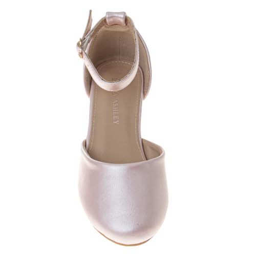 Image of Josmo Girls Low Heel Dress Pumps Crystal Strap Formal Wedding Sandals Flower Girl Shoes for Toddler /Little Kid /Big Kid