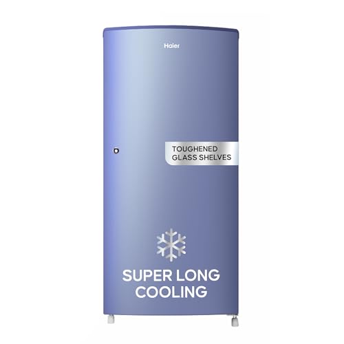 Haier 185L 2 Star Direct Cool Single Door Refrigerator | Toughened Glass Shelves | Large Veg Box | Fast Ice Making | Longer Cooling Retention | Easy Clean Back (HED-19TRB-N, Radish Blue) view 1