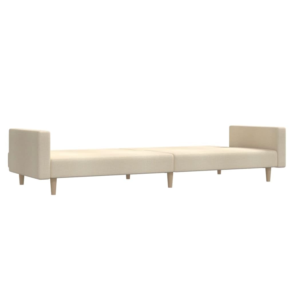 Sofá cama de 2 plazas de tela crema con espacio de almacenamiento y respaldo, 220 x 84,5 x 69 cm, cojín cómodo, adecuado para salón, habitación de invitados, apartamentos pequeños, salón