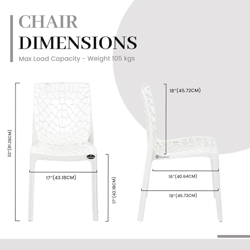 Image of Web Plastic Chair Living Room Without Arm Chair (Jali) Gloss Finish Chair Home, Office, Restaurant, Cafe, Garden, Stackable Chair (2, White, Standard)