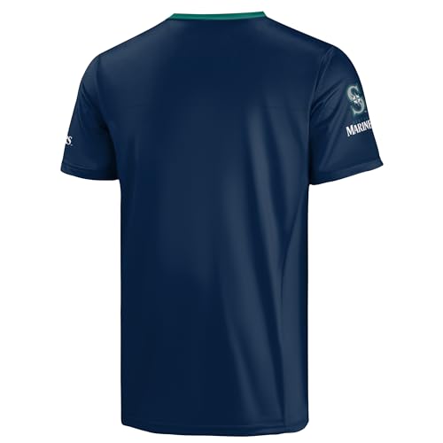 Image of FOCO MLB Men's Officially Licensed Primary Logo Wordmark Ballpark Team Color Baseball Performance V-Neck Top
