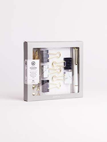 U Brands Modern Office Kit, Marble, Black and Gold, 43 Pieces (058U04-24)