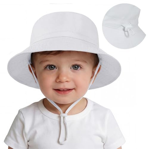 Image of American Trends Baby Sun Hat UPF 50+ Wide Brim Bucket Hat for Boys Girls | Lightweight breathable quick-dry fabric, adjustable chin strap, sun protection for summer beach, travel and outdoor play