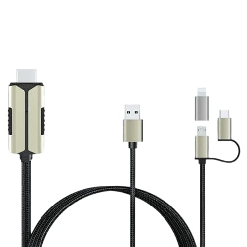 Omego HDMI�ϊ��P�[�u���y2025�������f���z3in1 USB-A/Type C/Micro-B to HDMI �P�[�u�� 2M �ϊ��A�_�v�^ �[�d���Ȃ���Đ� �ȒP�ڑ� 1080P���ʒx���Ȃ� �X�}�z �e���r �ڑ� IOS&Android�Ή� 