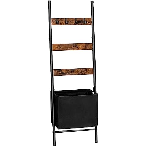 HOOBRO Blanket Ladder with Basket and Towel Rack Cover