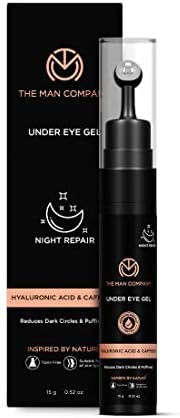 The Man Company Under Eye Cream Gel for Men and Women Enriched with Cooling Massage Roller for Dark Circles, Fine Lines & Puffy Eyes with Caffeine & Hyaluronic Acid, 15Gm