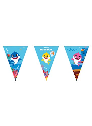 Generique PR92544-9 bandeirinhas triangulares Baby Shark de papel FSC, PR92544