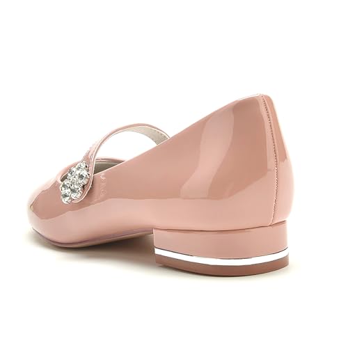 Women's Bride Wedding Shoes Patent Leather Rhinestone Closed Toe Pumps Ankle Buckle Ballet Flats Slip on Bridal Shoes3