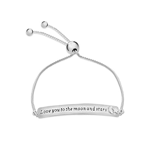 Toscana silver sterling silver älskar dig till månen och stjärnorna justerbart reglage armband 23 cm/9 tum