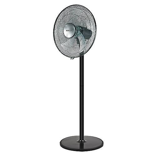 SOGO Ventilador De Pie Potente Y Silencioso 40cm Con Altura Ajustable 90-135cm - Ventilador De Suelo Oscilante Con 3 Velocidades - 5 Aspas Bajo Ruido 50W Clase Energética A+ Color Negro