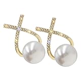 Holibanna Pendientes de Perlas Dorados con Circonitas Joyería para Mujer Elegante y Versátil Perfectos para Bodas y Uso Diario Delicado y Sofisticado