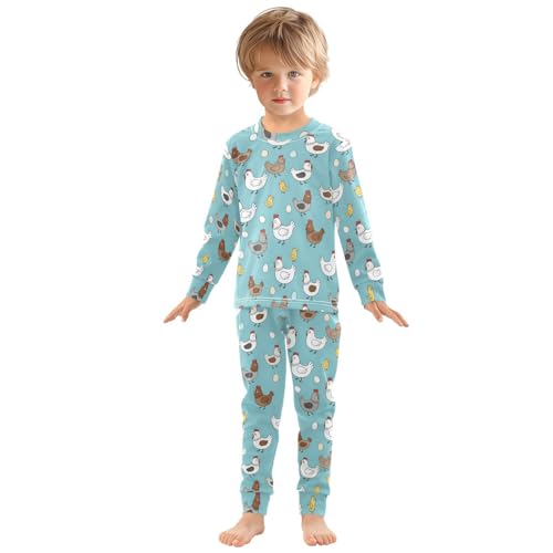 Pajama Sets Long Sleeve Chicken Eggs and Cute Chicks Soft Comfy Sleepwear 2 Piece PJS 3-8T2