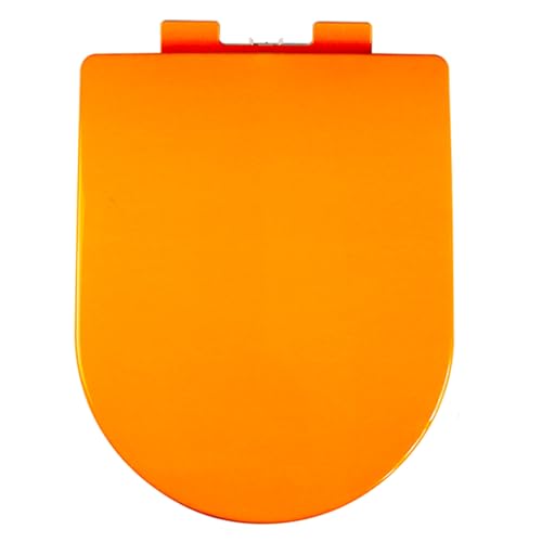 Abattant WC Frein de Chute, Lunette de Toilette Forme D, Couvercle WC Orange, 44.5x36cm, Siège WC avec Fonction de Dégagement Rapide, Facile à Nettoyer et...