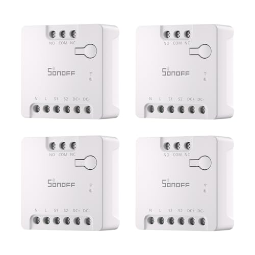 SONOFF Contatto Pulito MINI-D Interruttore Intelligente | WiFi 2.4G | 8W | Protocollo Matter compatibile con Alexa, Google Home, Home Assistant | Per porte di garage, controllo caldaia, ecc.4 pezzi